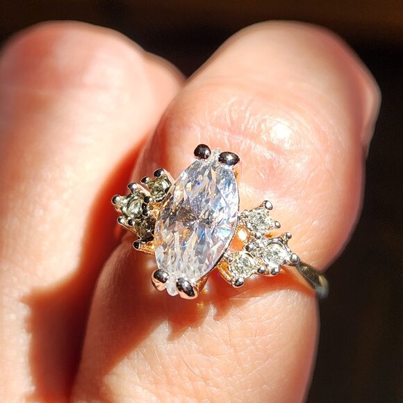 VTG NIB 18K Marquise Cut CZ GF Ring size 7 - Picture 8 of 14